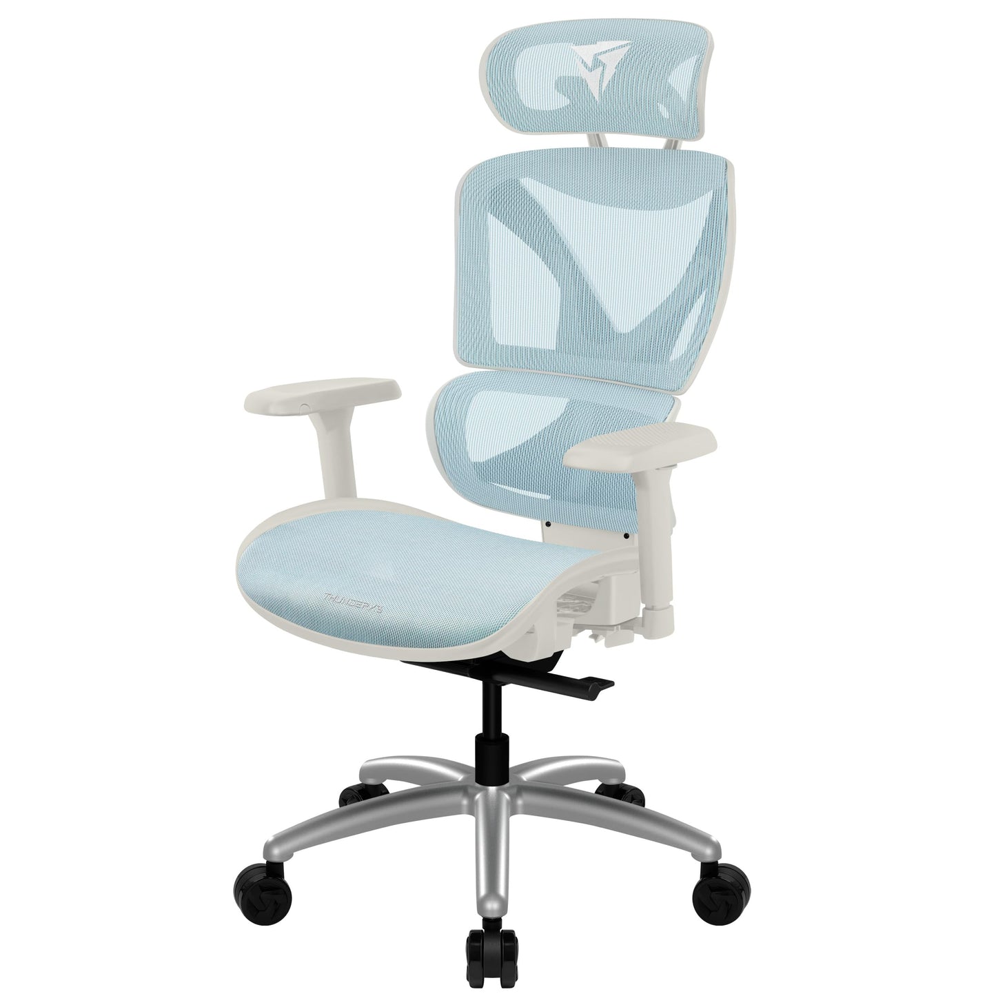 ThunderX3 XTC Ergonomic Office Chair, for Adults Gaming Chair, High Back Desk Chair, Synchronous Tilt, Self-Adjusting Lumbar Support and Backrest, Adjustable Headrest, Chroma Mesh, White Blue