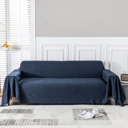 MEETSKY Sofa Cover - Couch Covers for 3 Cushion Sofa, Recliner & L Shape Sofa - Washable Thick Couch Protector (XX-Large: 91" x 134", Navy)