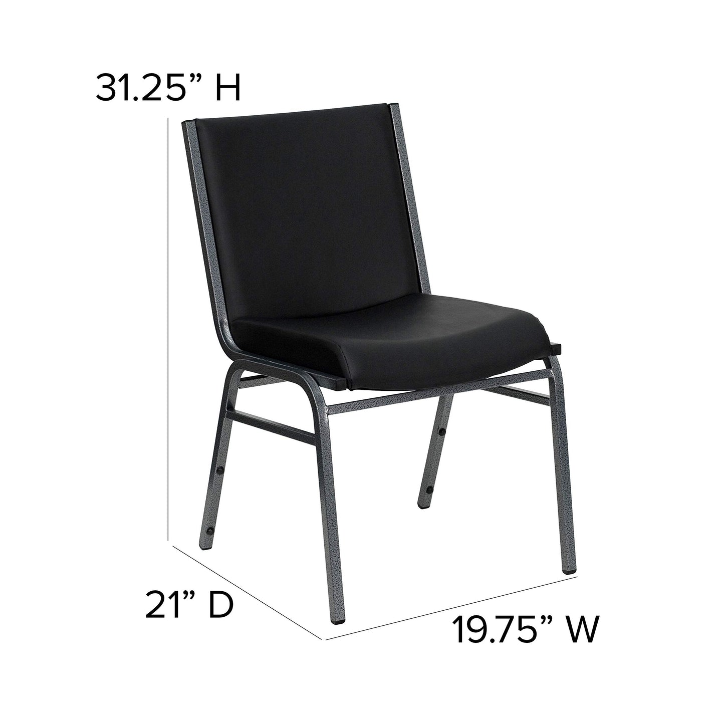 Flash Furniture HERCULES Series Heavy Duty Black Vinyl Stack Chair with Ganging Bracket