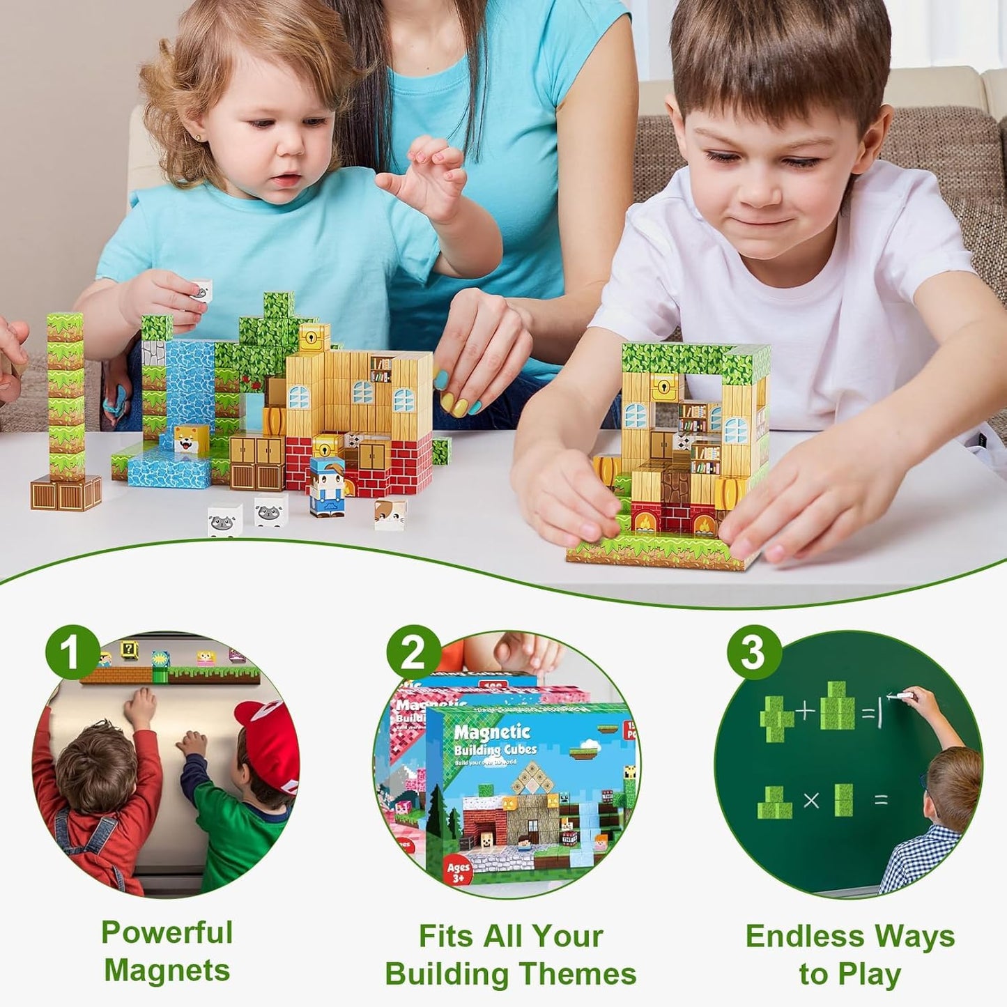 Fitrobust 150PCS Magnetic Blocks, Magnetic Building Blocks, 0.78in Magnetic Building, STEM Game Stacking Toys for Kids, Birthday Gifts for Boys and Girls Age 3+ Years Old