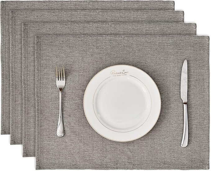 BALCONY & FALCON Placemats Set of 4 Faux Linen Cloth Place Mats Washable