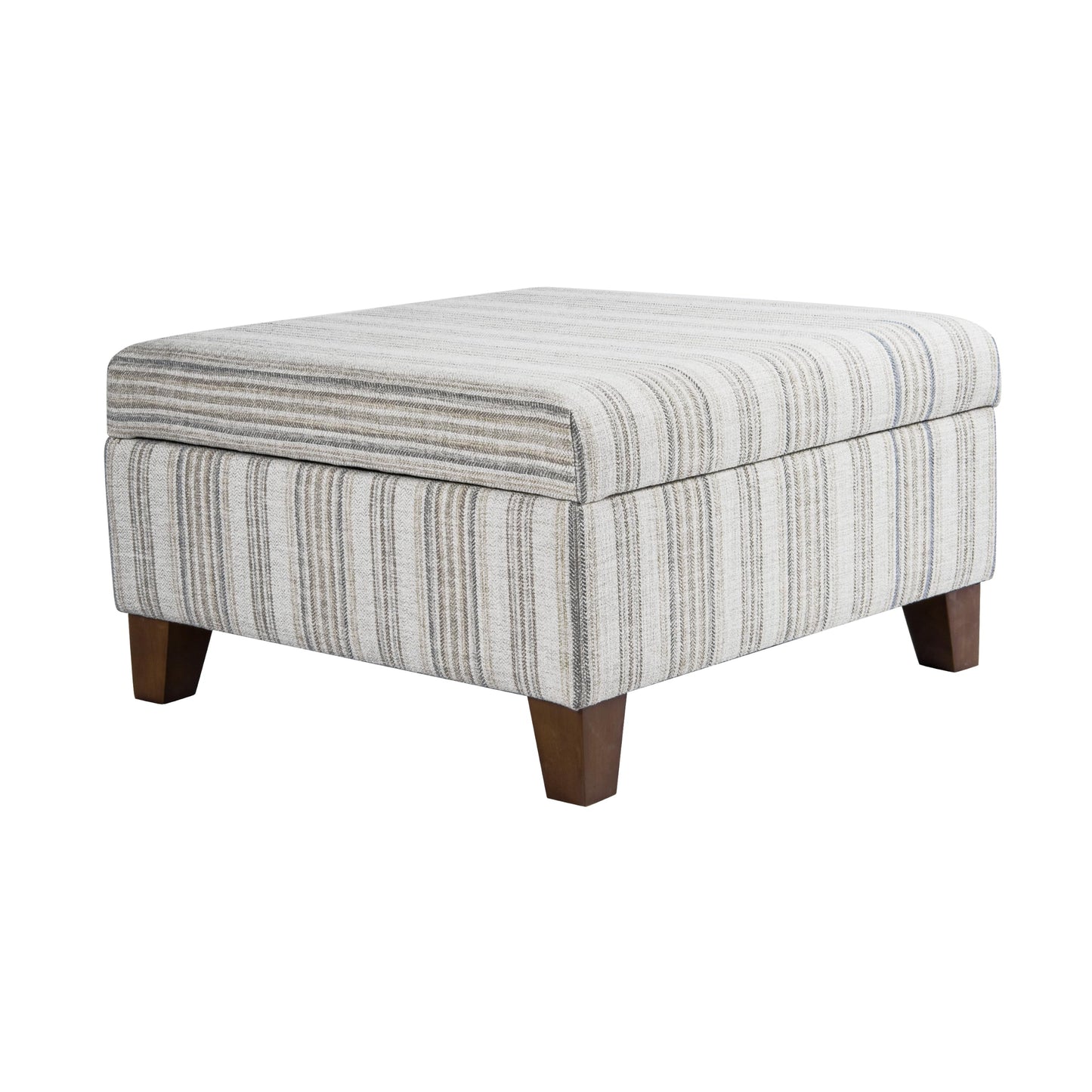 HomePop Harper Luxury 28" Square Storage Ottoman - Gray Striped Pattern