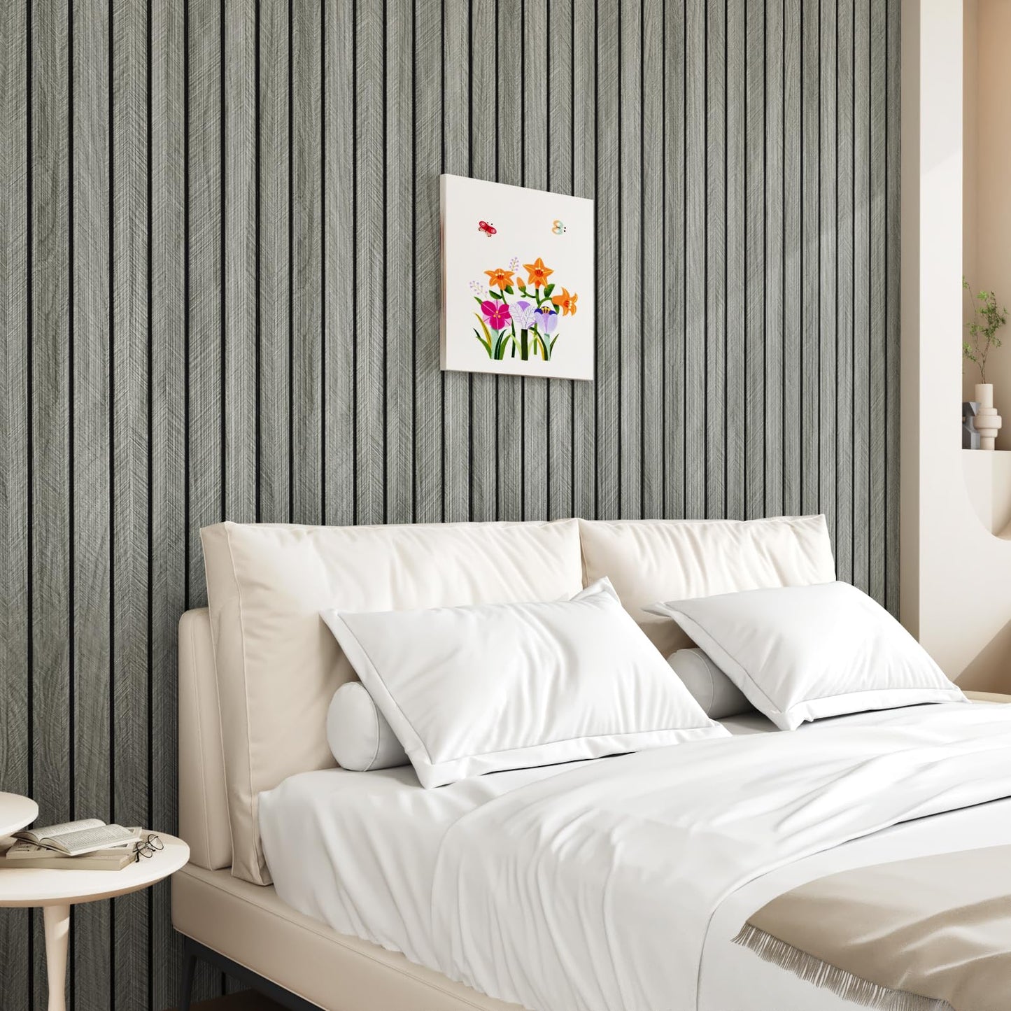 STICKEEP Grey Wood Wall Panels Textured Wood Slats 3D Soundproof Wall Panels Peel and Stick Shiplap 11.8"x197" Wooden Panel Walls Decor Self Adhesive Wooden Panel Wallpaper for Studio Homes Ceiling