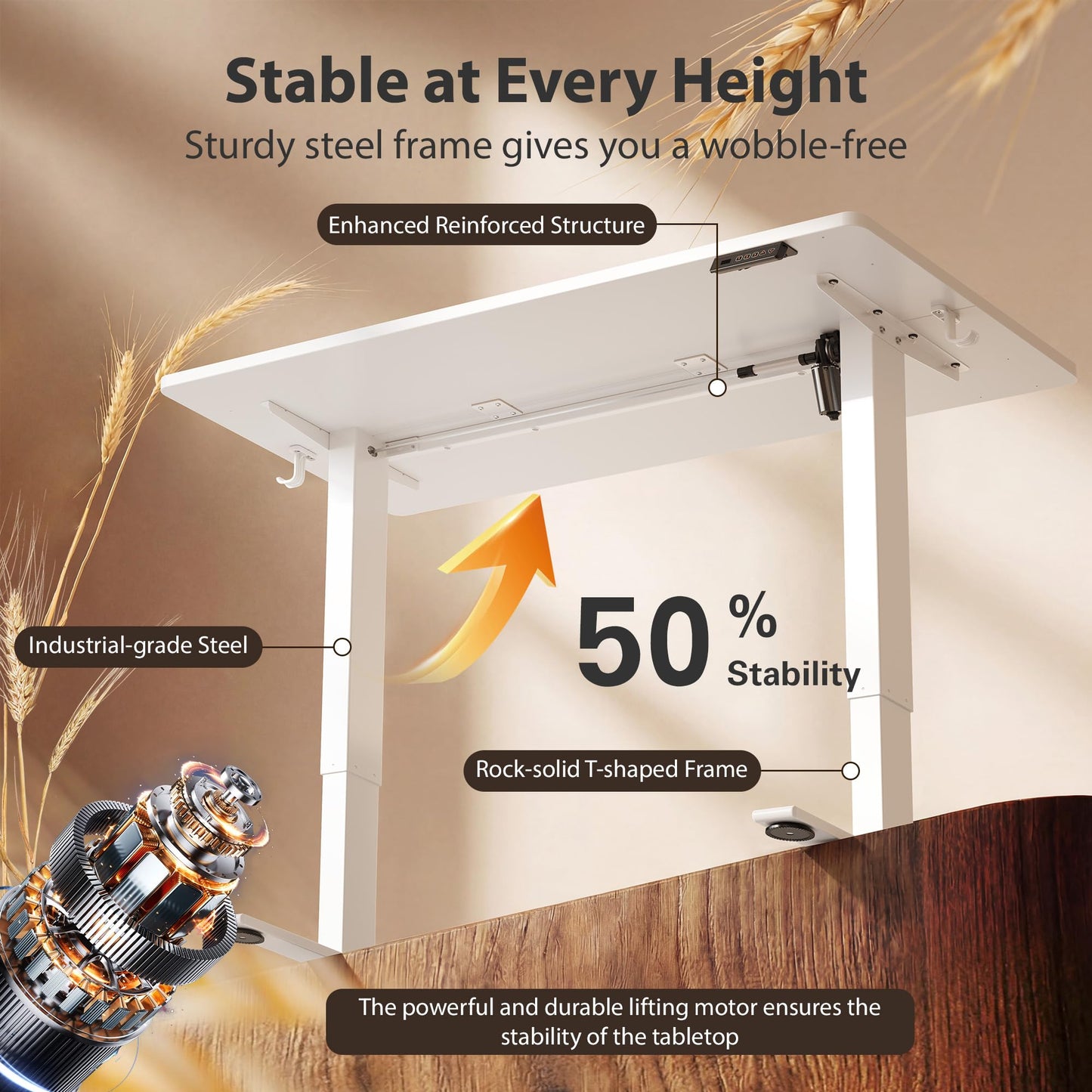 Cubiker Standing Desk, 48x24 Inches Sit Stand Home Office Desk, Electric Stand up Desk, Adjustable Desk with Splice Board, White Frame/White Top