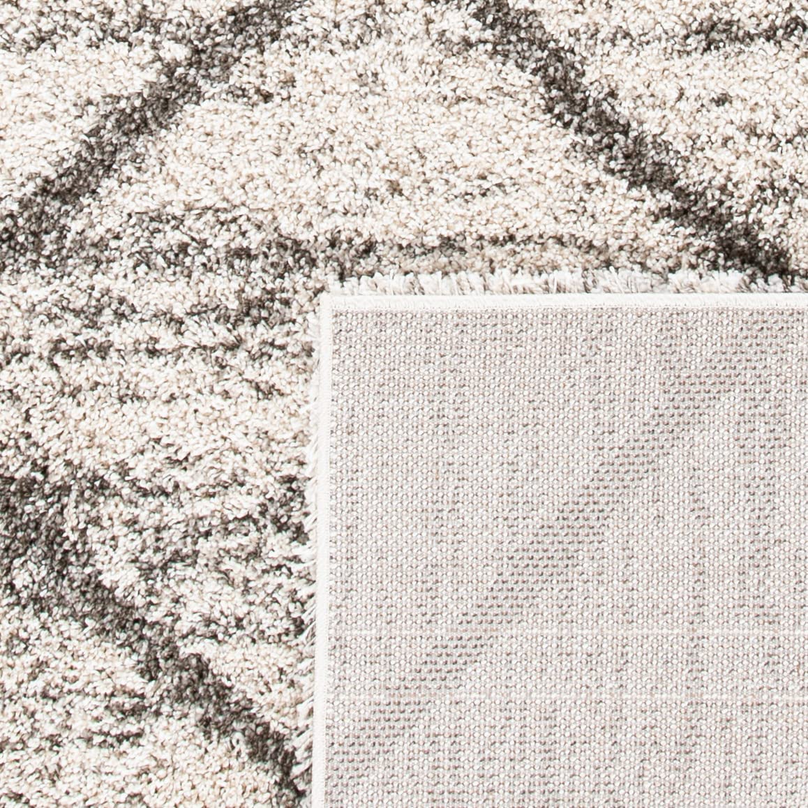 SAFAVIEH Hudson Shag Collection Runner Rug - 2'3" x 6', Grey & Beige, Modern Trellis Design, Non-Shedding & Easy Care, 2-inch Thick Ideal for High Traffic Areas in Living Room, Bedroom (SGH281J)