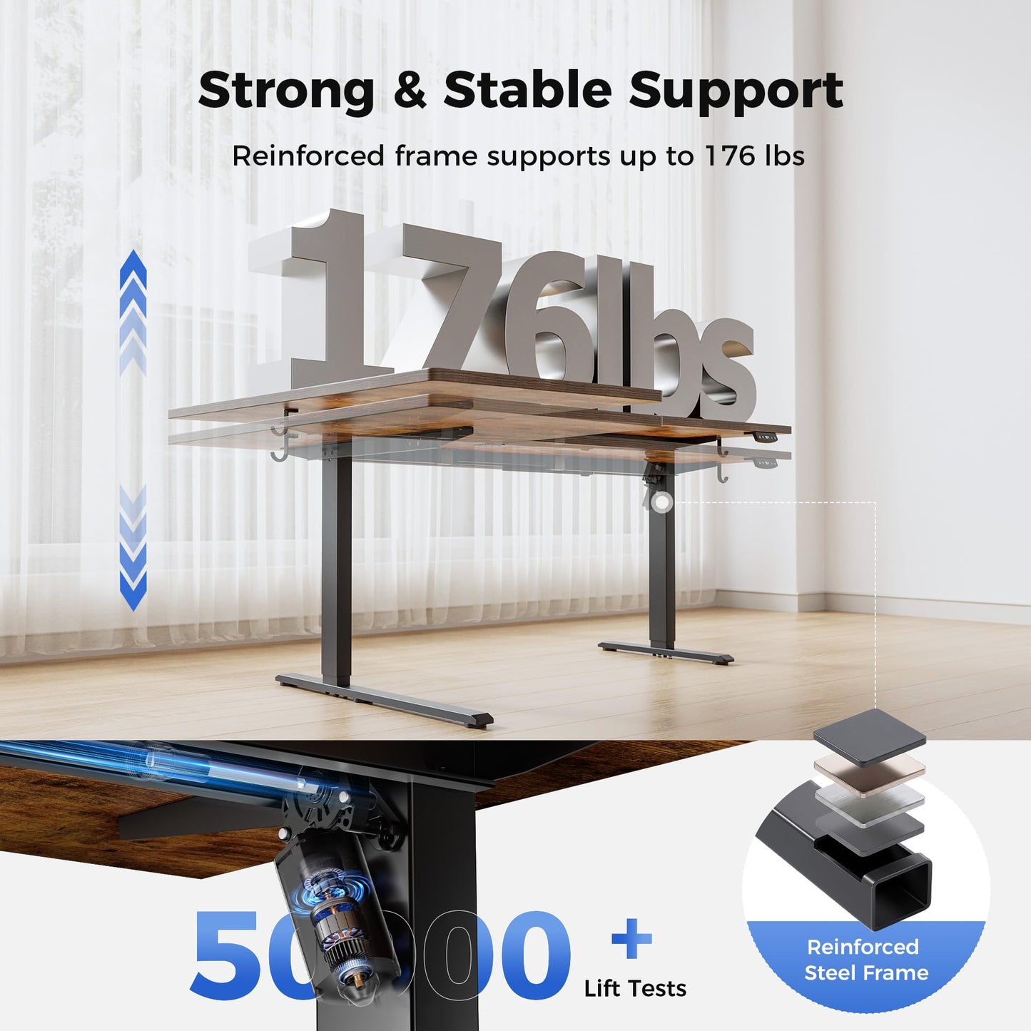 Agilestic 55 Inch Reversible L Shaped Standing Desk, Electric Height Adjustable Desk with Memory Preset, Sit Stand Up Computer Workstation for Home Office, Splice Board, Rustic Brown