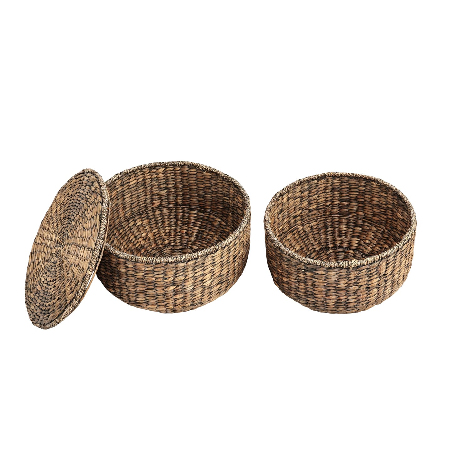happimess SAT1000B Bhola 18" Hourglass Handwoven Hyacinth Storage Accent Table with Lid for Storage and Decoration in Bedroom, Living Room, Kitchen, Dining Room, Entryway, Guestroom, Brown Wash