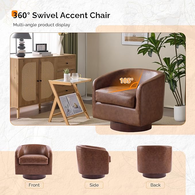 VINGLI 360°Swivel Accent Chair