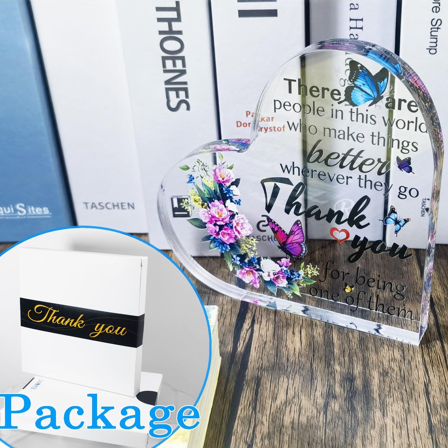 Ewong Thank You Gifts for Women, Acrylic Heart Keepsake for Female, Appreciation Friend Teacher Coworker Manager Superior Boss Volunteer Nurse Doctor Director Gifts Ideas (Thank you 1)