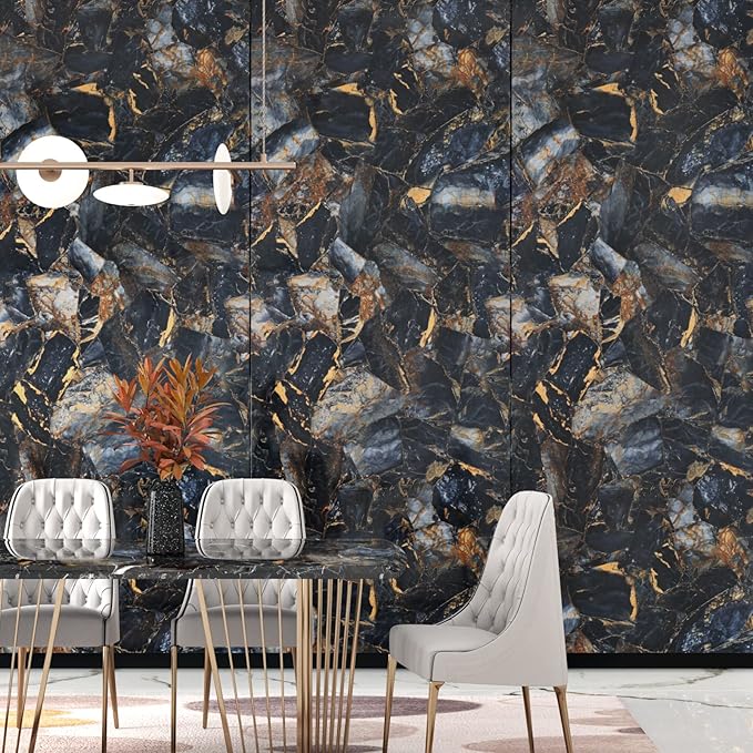 Black Marble Contact Paper Waterproof Removable Peel and Stick Wallpaper Film