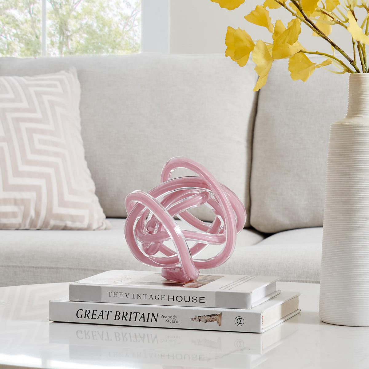 Nox Modern Glass Knot Loop Abstract Tabletop Sculpture
