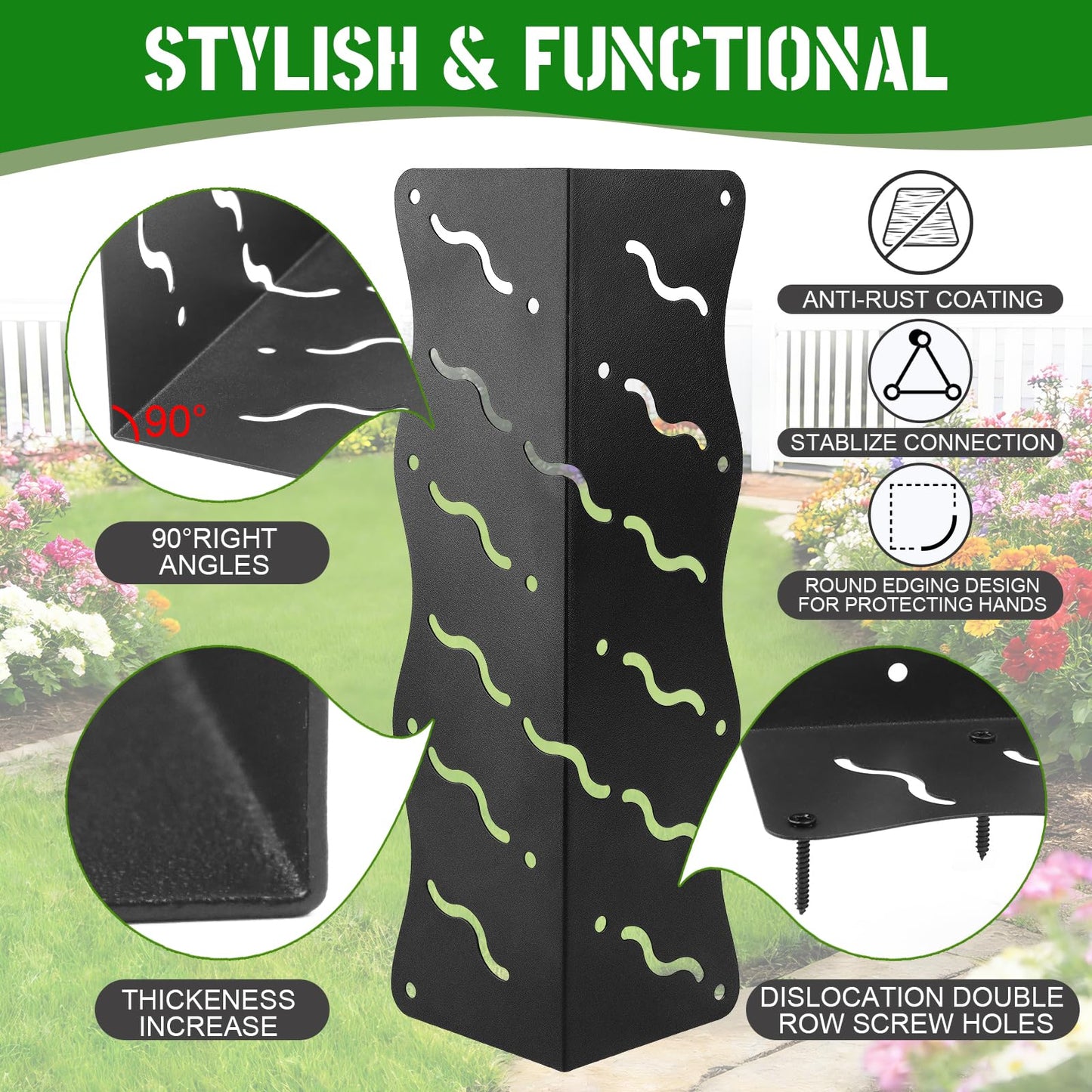 8-Pack Raised Garden Bed Corner Brackets, 11”x3”x3” Heavy Duty Metal Connectors for 20-24 Inch Flower Beds - Includes Long & Short Screws,Rust-Resistant L-Shaped Reinforced Edging