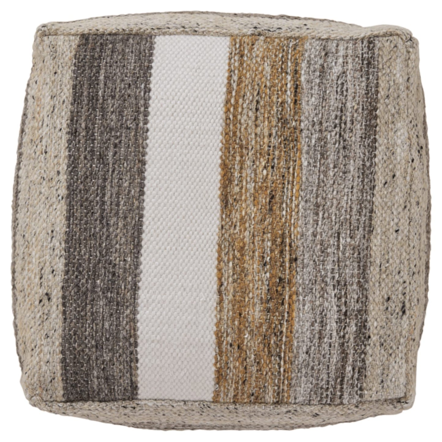 Signature Design by Ashley Josalind 16 Inch Casual Wool Pouf, Gray & Beige