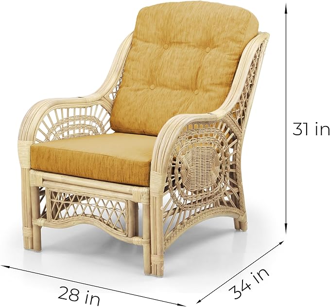 Malibu Lounge Living Accent Armchair Natural Rattan Wicker Handmade Design