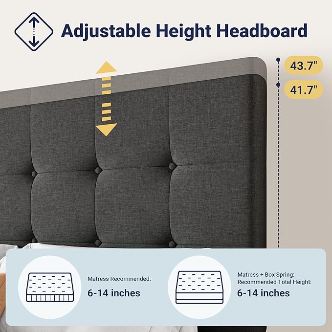 Allewie Upholstered King Size Platform Bed Frame