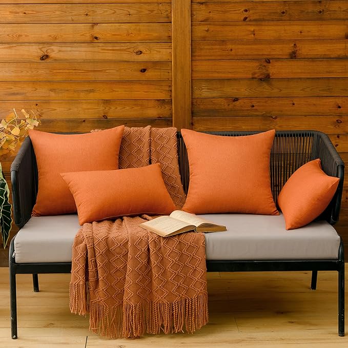 MIULEE Pack of 2 Decorative Outdoor Solid Waterproof Throw Pillow Covers Faux