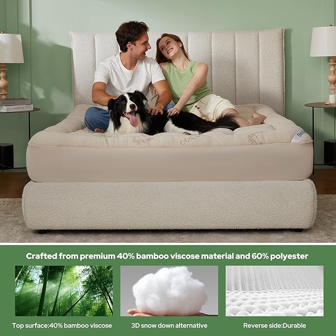 BEDLORE California King Mattress Topper Viscose Derived from Bamboo, Thick