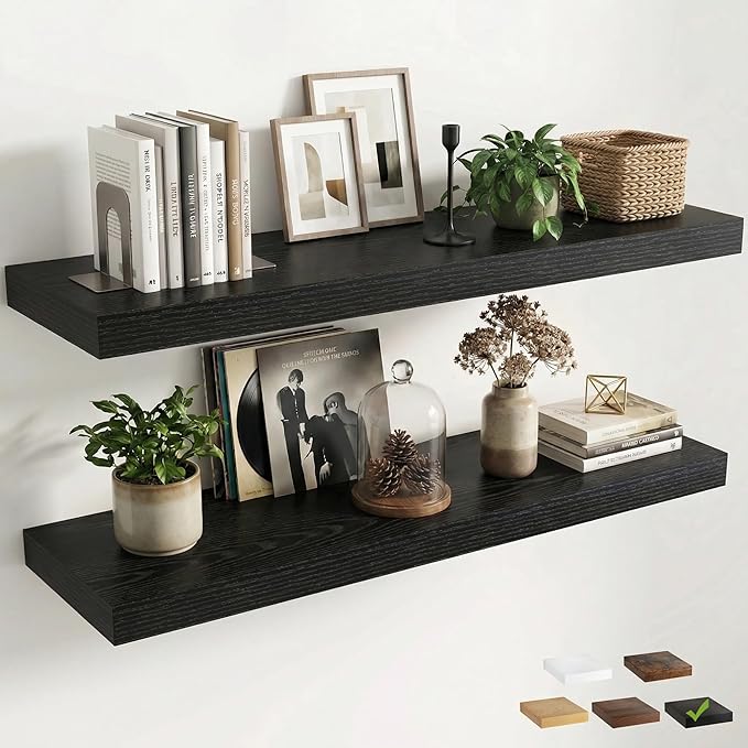 12 inch Deep Floating Shelves for Wall, 48 inch Wide Engineered Wood Wall