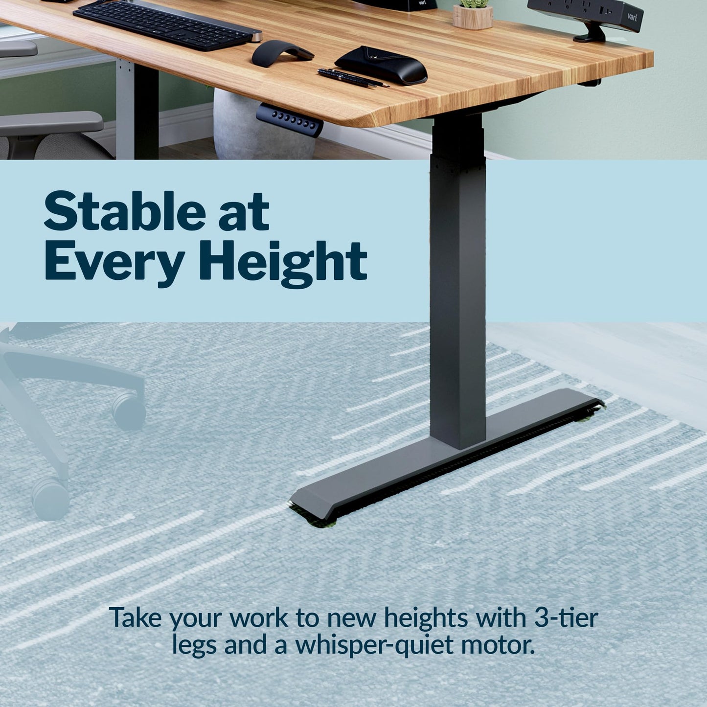 Vari ComfortEdge 72x30 Inch Electric Standing Desk – Height Adjustable Large Office Sit Stand VariDesk with Sloped Edge, Memory Presets, 180 LB Capacity + Tool-Free Assembly (Butcher Block)