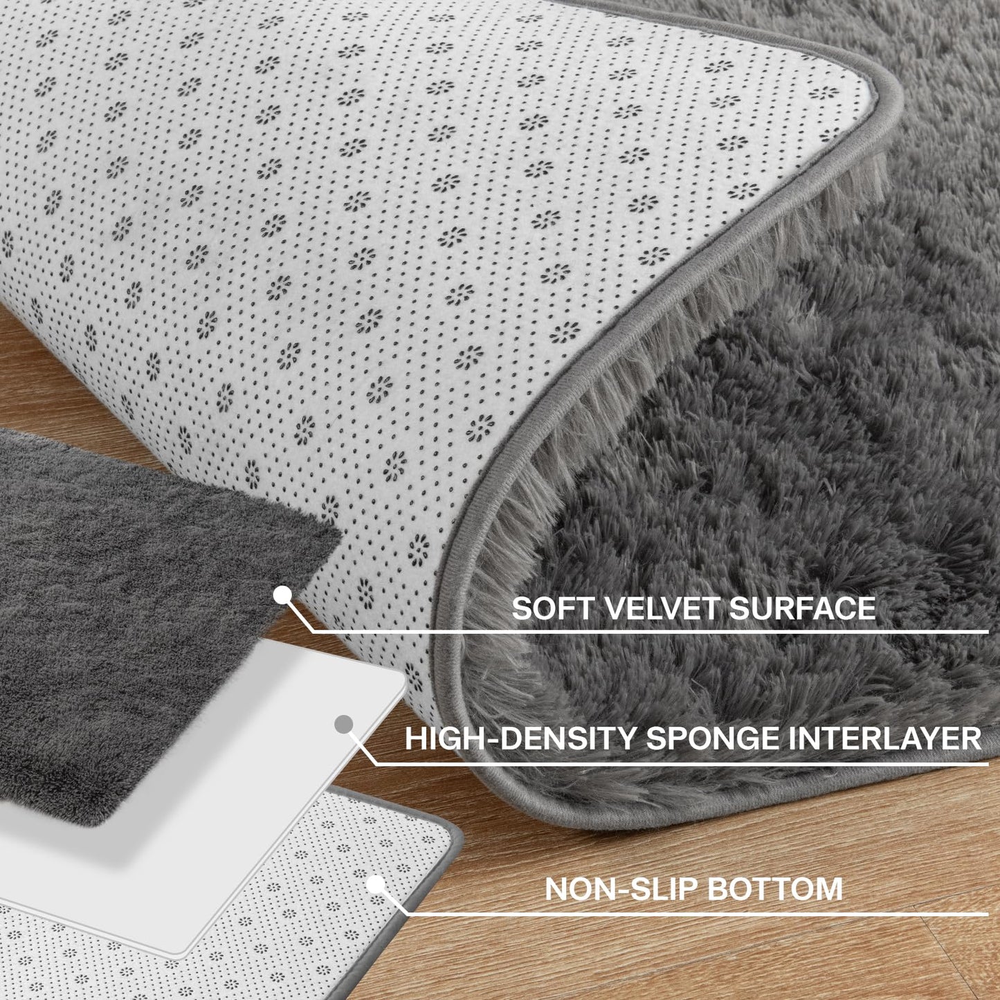 Merelax Soft Area Rugs for Livingroom Bedroom, Shaggy Plush Fuzzy Fluffy Carpet Furry Fur Rug, Modern Indoor Comfy Nursery Kids Dorm Home Decor Floor Mat, 4 x 6 ft, Charcoal