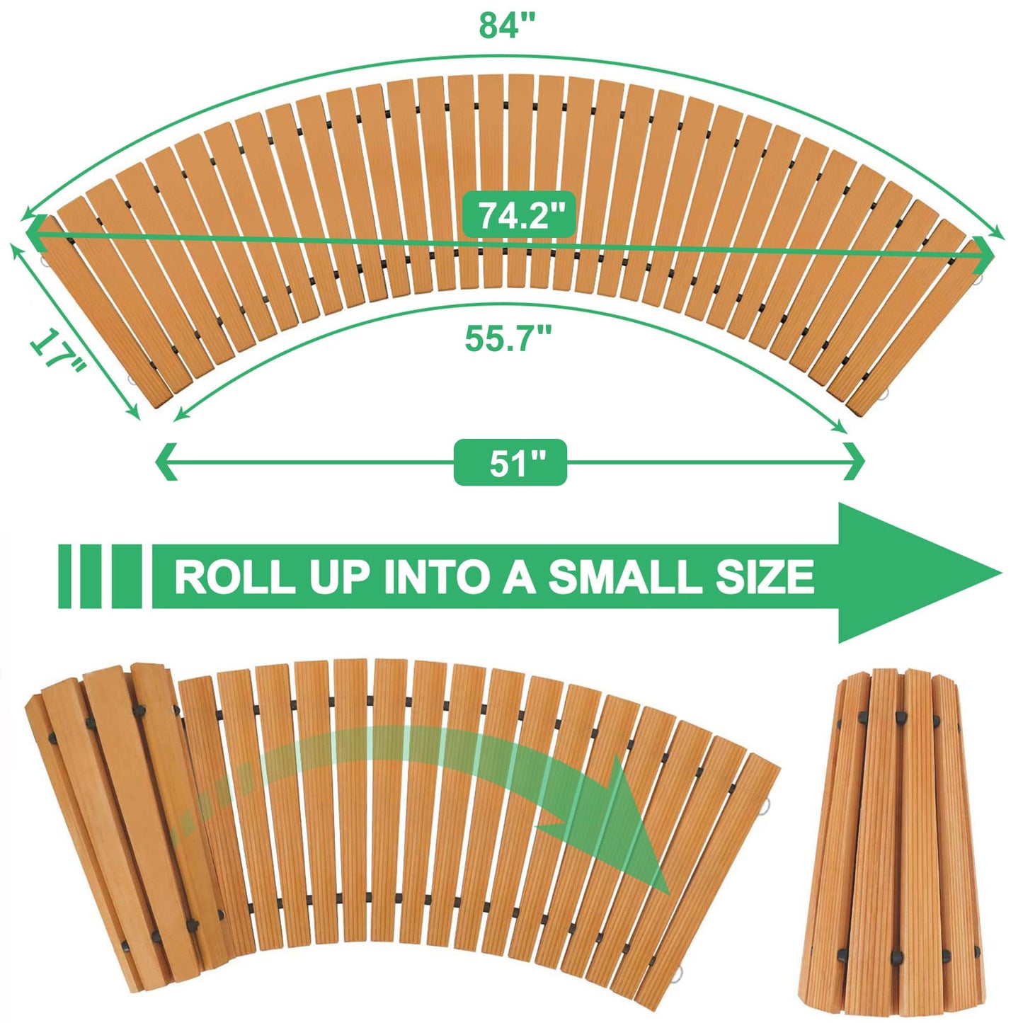 RELIANCER 6' Wooden Garden Pathway,Outdoor Roll Out Cedar Curved Walkway,Patio Path Decorative Garden Boardwalk Walkways,Weather-Resistant Roll Up Beach Wood Road Floor,Wedding Party Pathways