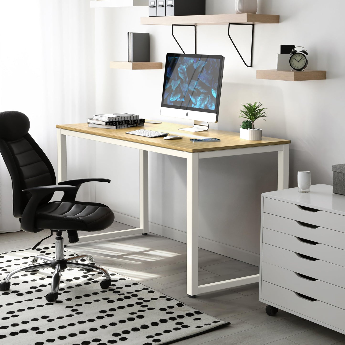 SHW 48-Inch Commercial-Grade Office Computer Desk, Oak