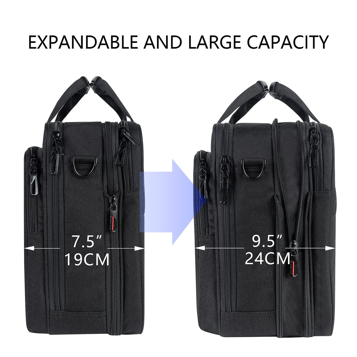 VANKEAN Laptop Briefcase Premium Laptop Case Fits Up to 17.3 Inch Business Shoulder Bag Laptop Expandable Water-Repellent Messenger Bag for Men/ Women Computer Bag for Travel/ Business/ Black
