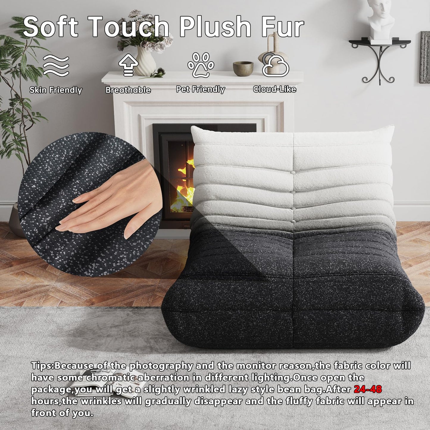 WHGBJA Bean Bag Chair for Adults, Lazy Bean Bag Sofa for Bedroom, Living Room, Reading, Gaming Floor Sofa Chair, Boneless, Comfy
