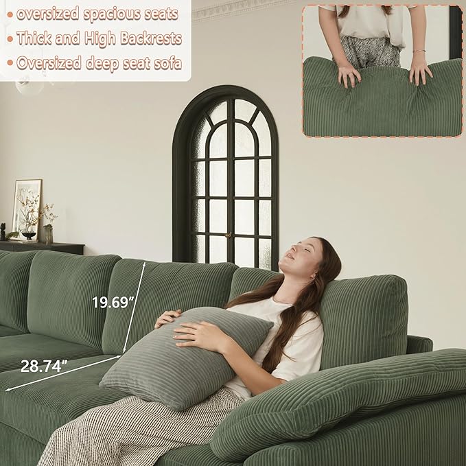 EASE MOOSE Sectional Modular Sofa, Comfty 3 Seat Cloud Couch, FSC Certified