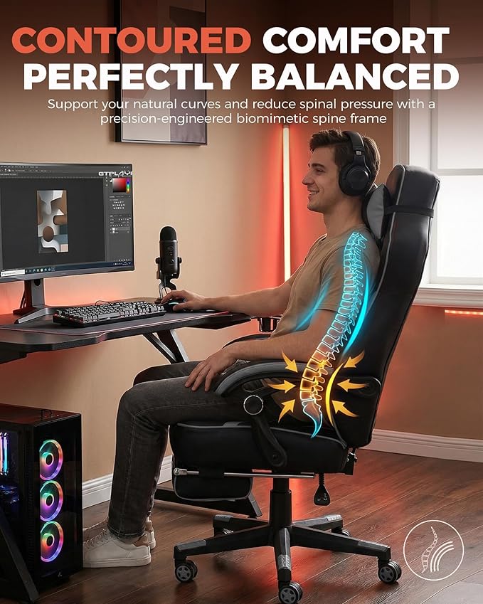 GTPLAYER Gaming Chair for Adults, Big and Tall 350LBS Heavy Duty Office Chair