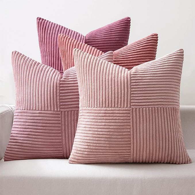 MIULEE Aesthetic Pink Throw Pillow Covers 18x18 Inch Set of 4 Spring Decorative