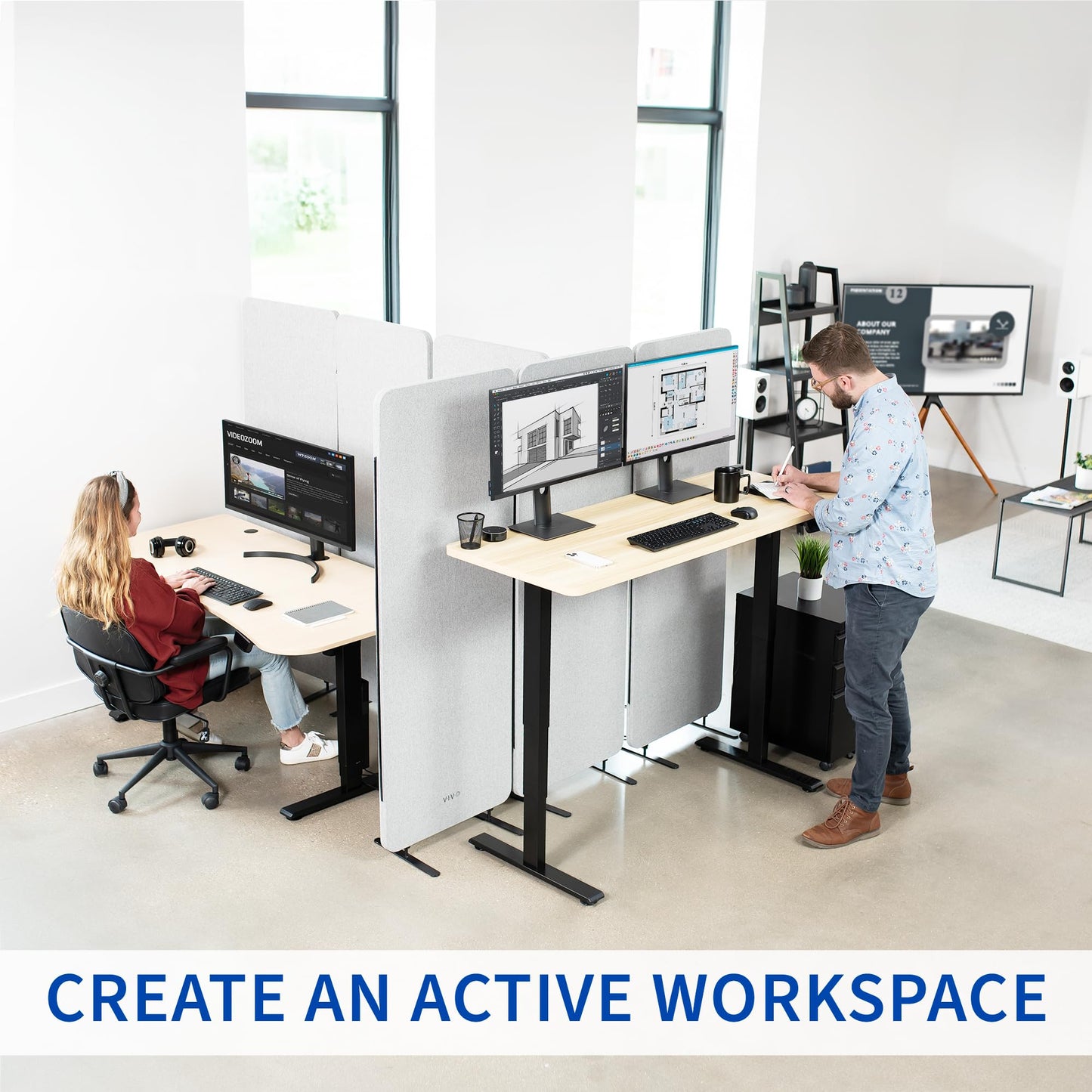 VIVO Electric Stand Up Desk Frame Workstation with Memory Touch Pad, Single Motor Ergonomic Standing Height Adjustable Base, White, DESK-V102EW