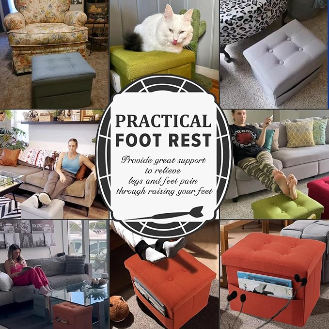 LINMAGCO Storage Ottoman Folding Foot Stool Ottoman