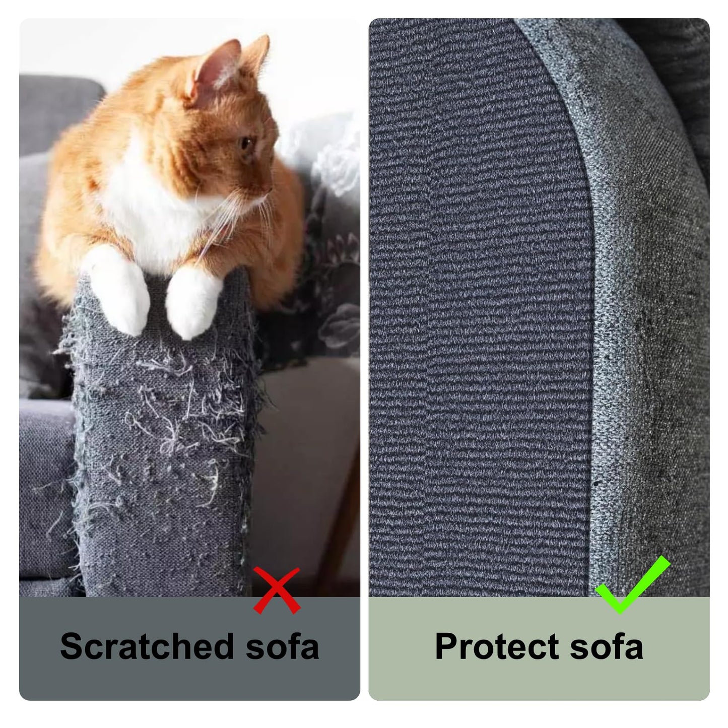 Cat Scratch Couch Furniture Protector, Self-Adhesive Cat Scratch Pad Deterrent for Furniture, DIY Climbing Cat Scratcher Couch Protector from Cat Claws Scratching for Indoor, with 10 Pins (LightGrey)