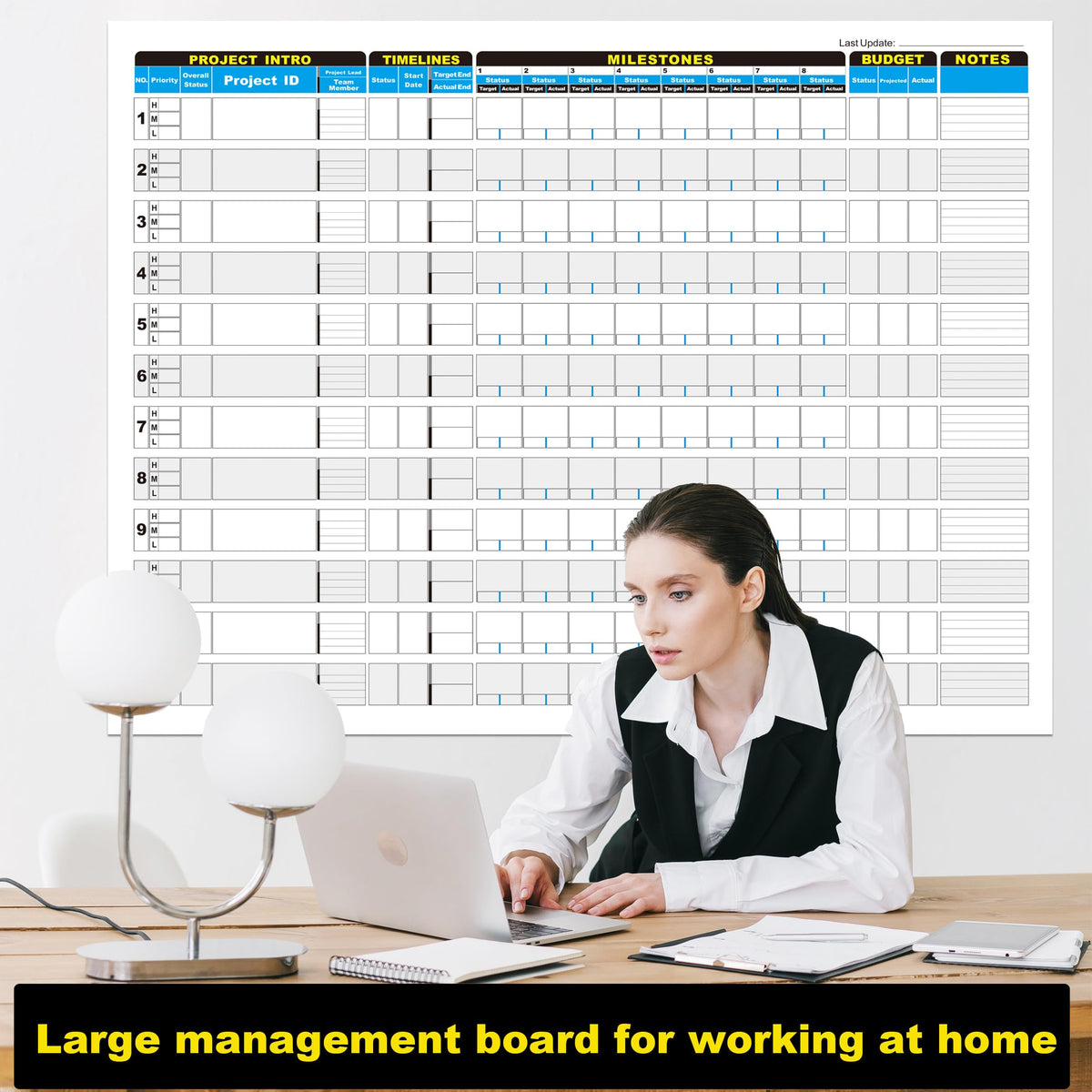 Large Project Management Vision Board, 36"x45" Office Whiteboard for Scheduling & Tracking Progress, Laminated Wall Planner for Managers & Entrepreneurs