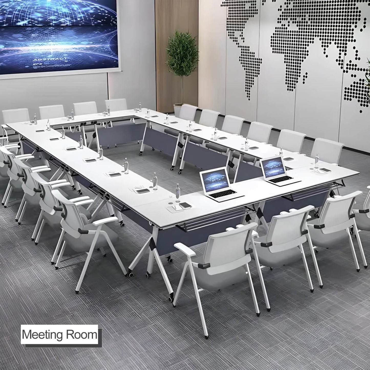 Training Desk Mobile Folding Conference Table with Silent Caster Wheels - Square Design Ideal for Events and Meetings Easy to Transport and Store Versatile Meeting Room Furniture