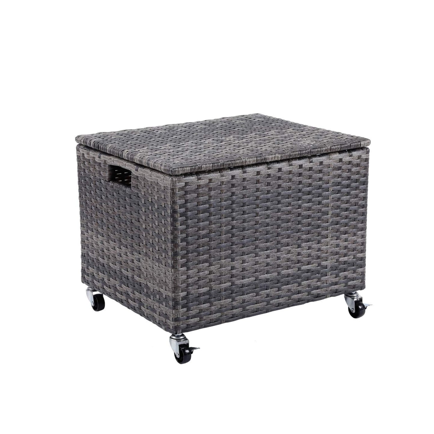 BIRDROCK HOME Rolling Filing Cabinet - Weatherproof Rattan-Style Storage Box or Resin Deck Chest with Wheels for Organizing Cushions, Toys, and Accessories in Home, Office, or Garden (Grey)