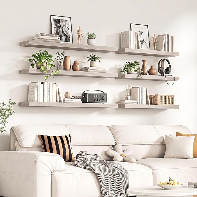 Fun Memories 67Inch Long Floating Shelves, 8 Inch Deep Shelves