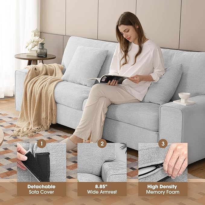 DOPEDIO Modern Loveseat Sofa for Living Room, Chenille Recliner, Removable Cover