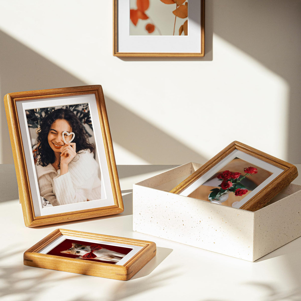 8x10 Picture Frame, USA-Sourced Natural Solid Teak Wood Photo Collage Frame with HD Tempered Glass, Rounded Corner 8 x 10 Wooden Frame Matted to 5x7, Gallery Wall Frames for Wall or Tabletop Display