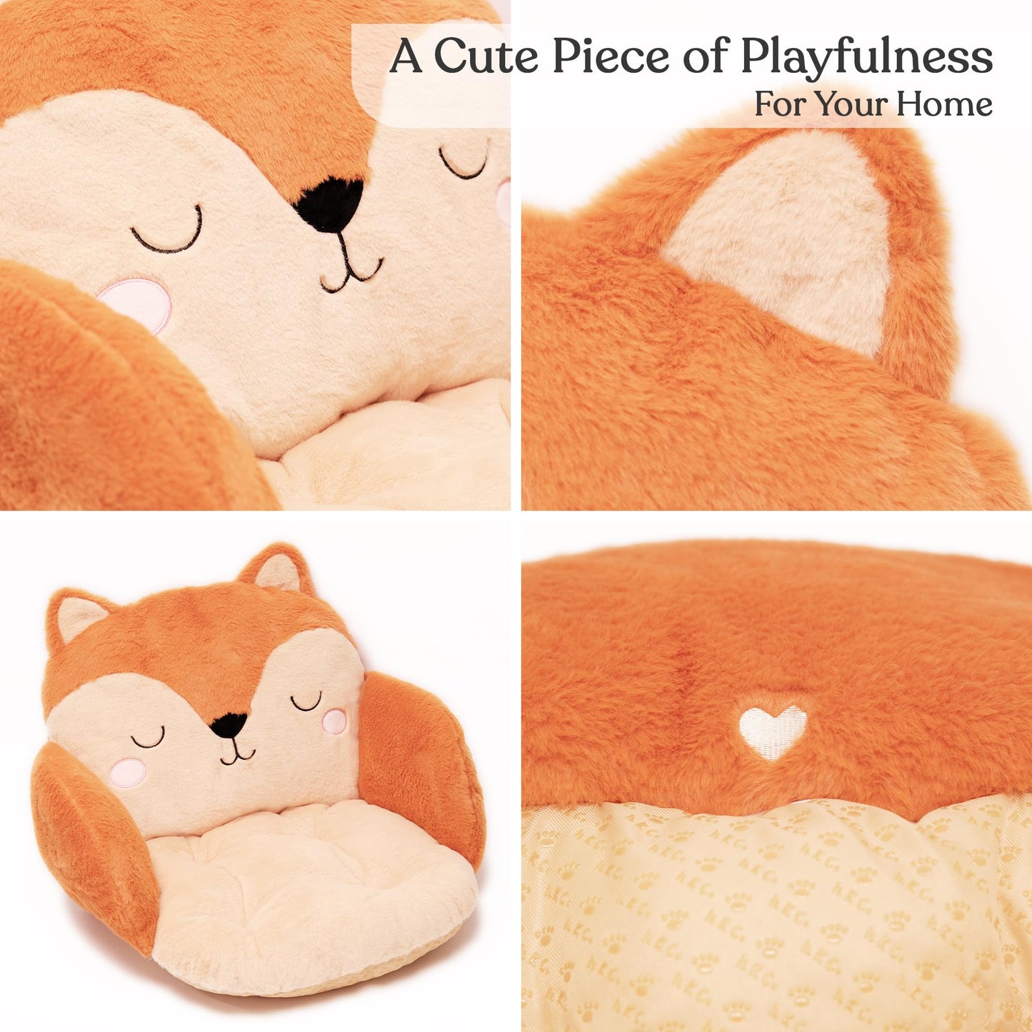 ninazy Fox Animal Cushion - Cute Pillows Chair Pillow - Gaming Chair Cushion Cute - Seat Cushion for Office Chair - Sitting Pillows Car Seat Pillow Decor - Plush Pillows (Fox)