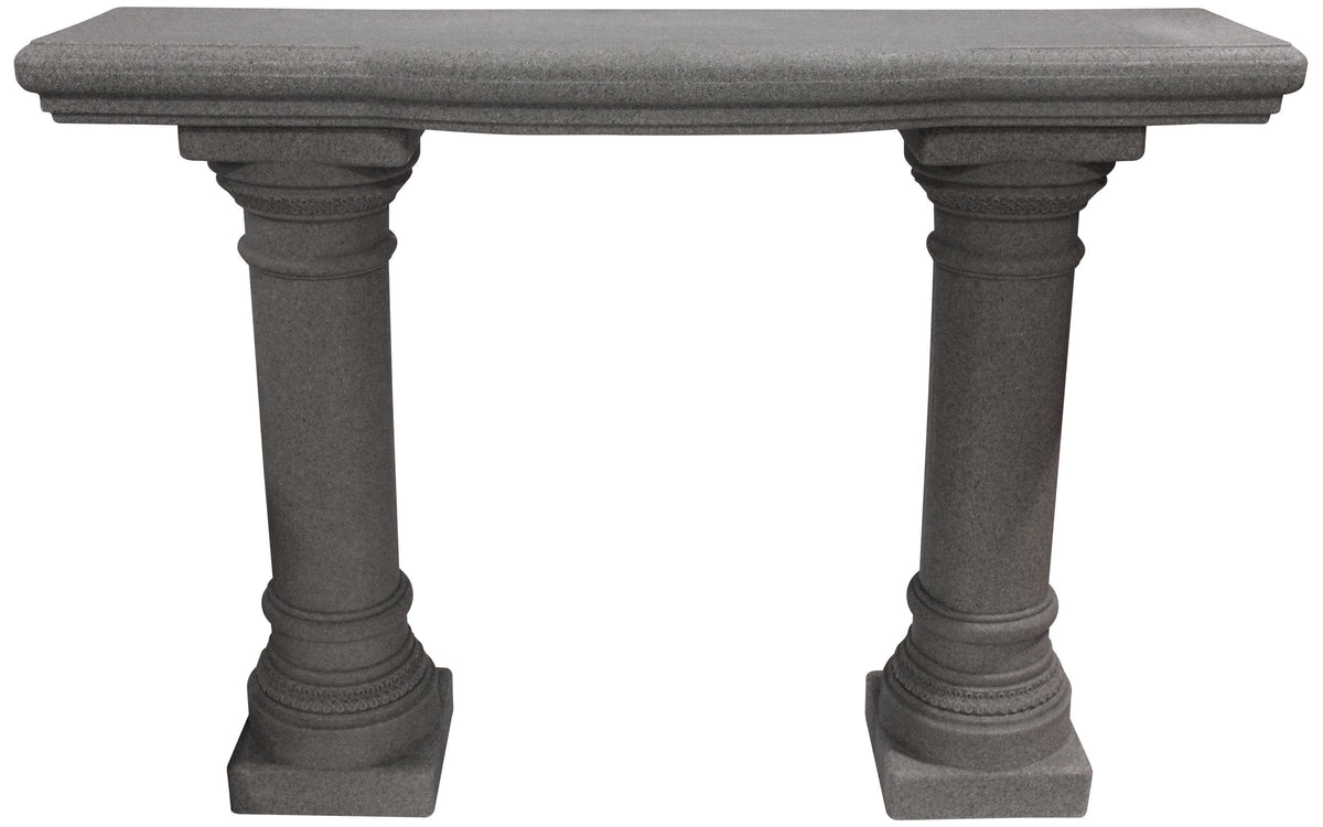 Emsco Group 2316 Lightweight Natural Sandstone Garden Shelf with Columns, 48", Granite