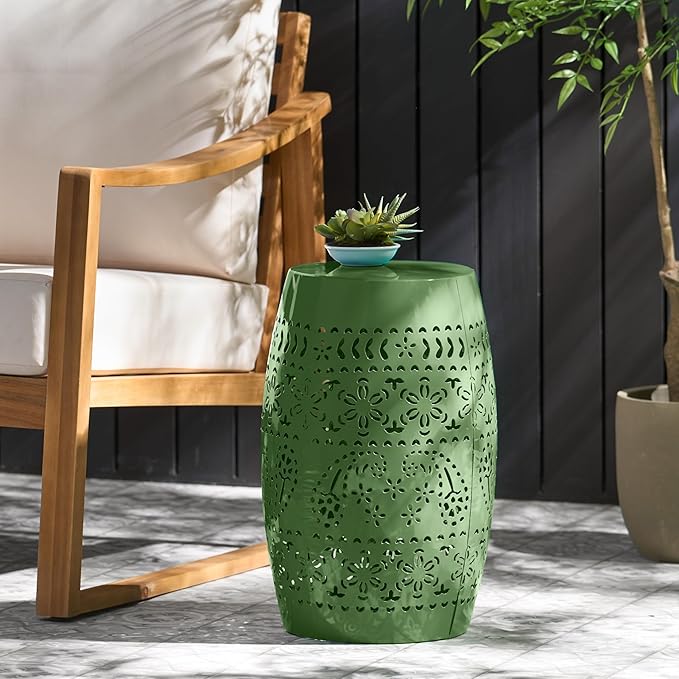 Christopher Knight Home Zoey Small Outdoor Side Table, Lace Cut Iron End Table