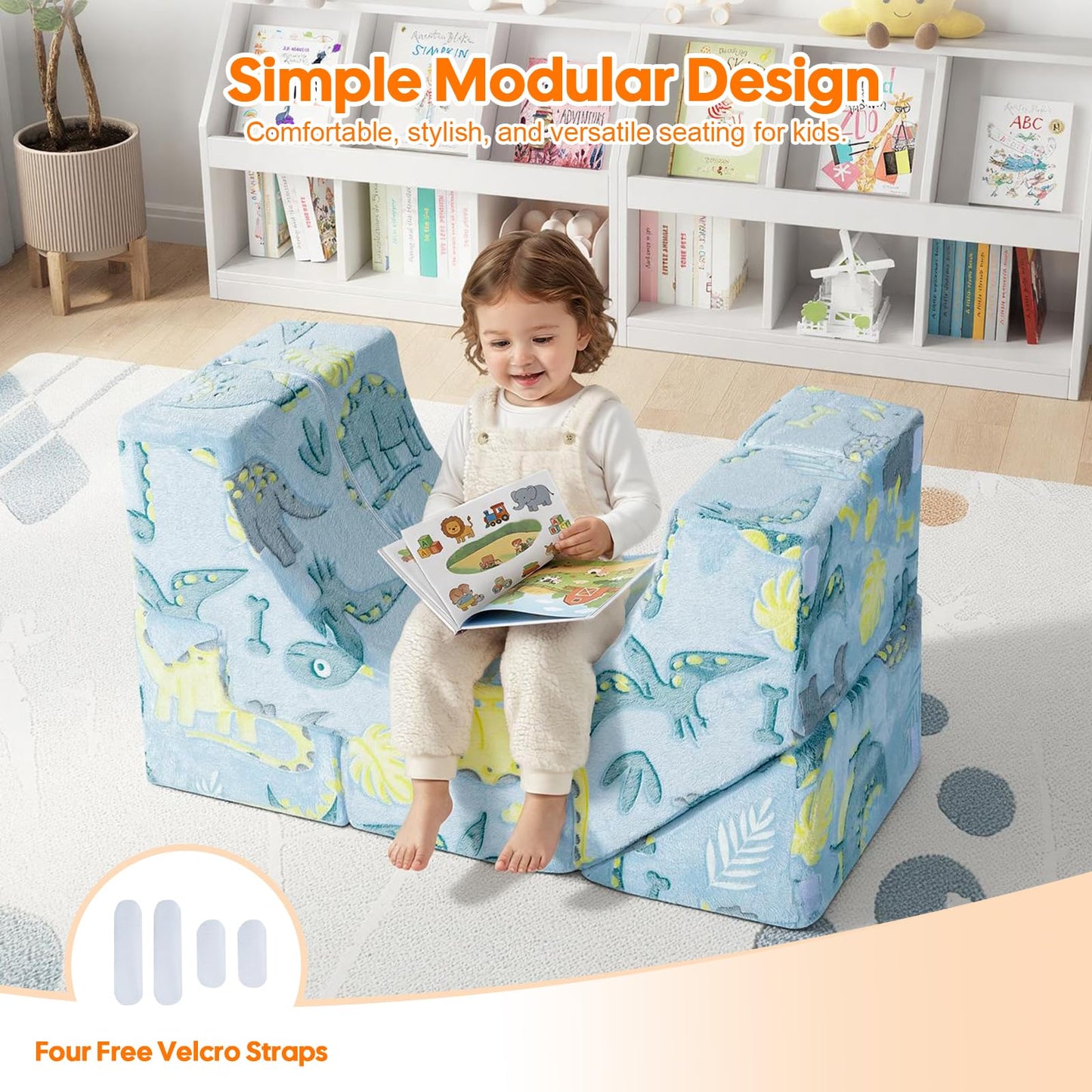 MeMoreCool Foam Climbing Toddler Couch, Modular Kids Sofa with Slide & Stair, Convertible Baby Couch for Playroom, Sectional Furniture for Crawling, Climbing, and Kids’ Play