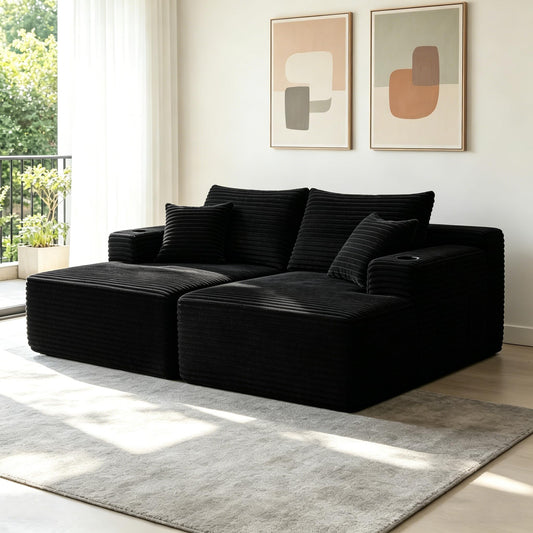 WuerQi 76" Loveseat Sleeper Sofa Bed with 2 Cup Holders, Boneless Couch Recliner, Deep Seat 2-Seater Sofa, No Assembly Required for Living Room