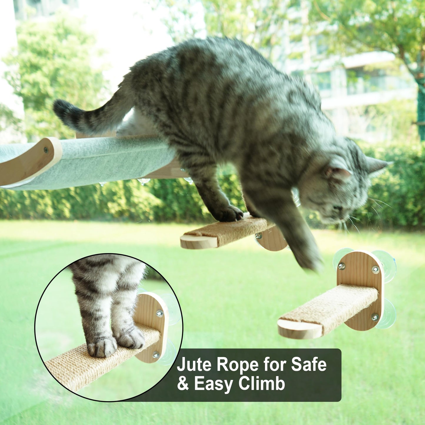 LOVMIOAW 2 Pack Cat Window Shelves, Durable Kiity Seat for Window Sill，Furniture Set with Jute Rope for Scratching, Kneading, Climbing