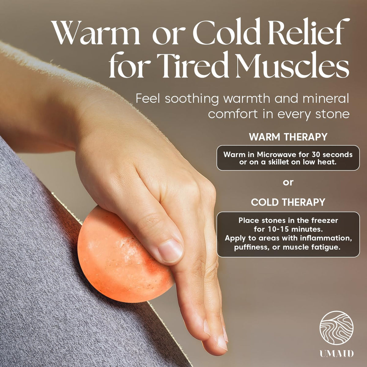 UMAID Himalayan Salt Massage Balls 6-Pack – Natural Himalayan Salt Massage Stones with Cotton Mesh Bag for Hot & Cold Muscle Relief, Spa Massage Therapy, Relaxation & Wellness Gifts for Men & Women