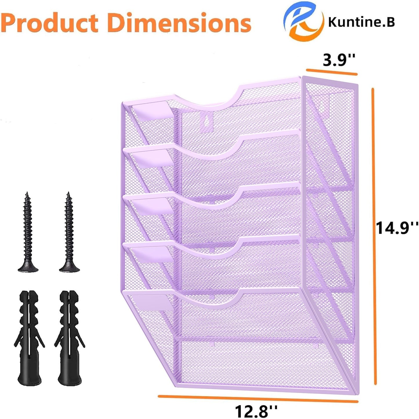 Kuntine.B Wall File Organizer Office Hanging Magazine Holder Wall File Organizer for Office Home (Purple, 5 Tier)