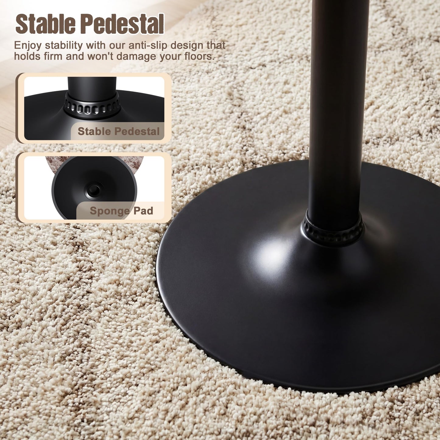 Furmax Bistro Pub Table Round Bar Height Cocktail Table for Home Bar, Round Bar Tables for Party, Dining Room, Living Room and Wedding, Metal Base MDF Top Obsidian, 40.6 Inch Height (1, Faux Marble)