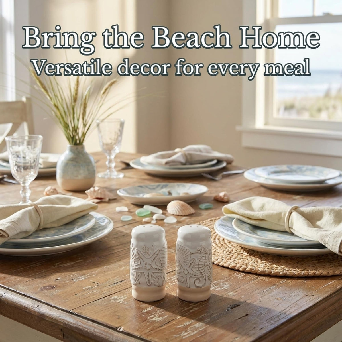 The Bridge Collection Ceramic Coastal Salt and Pepper Shakers